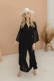 Riley Wide Leg Drawstring Waist Lace Jumpsuit