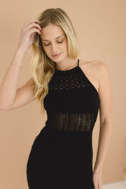 Jillian Crochet Halter Midi Dress