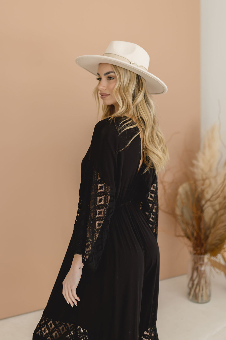 Riley Wide Leg Drawstring Waist Lace Jumpsuit