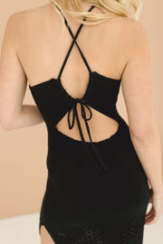 Jillian Crochet Halter Midi Dress