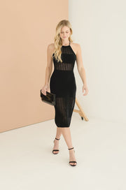 Jillian Crochet Halter Midi Dress