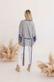 Casey Abstract Print Tie Front Kimono Top