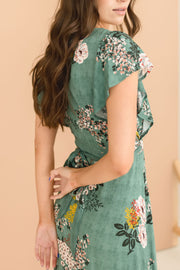 Clarissa Floral Print High Low Wrap Maxi Dress