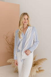 Monique Long Sleeve Stripe Print Tie Front Top