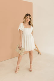 Cameron Short Sleeve Pleated Babydoll Mini Dress