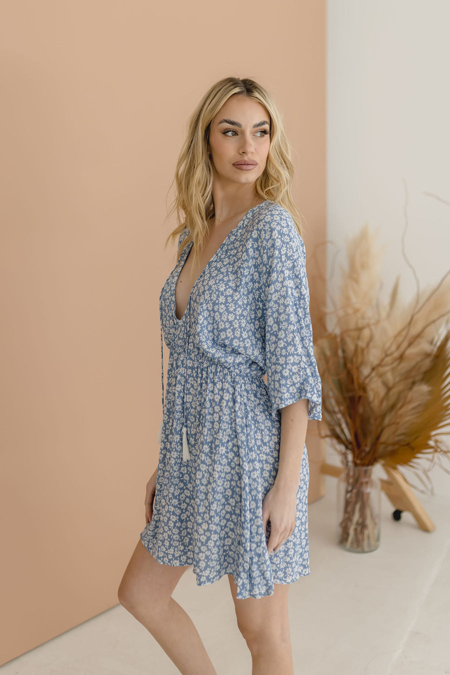 Tiffany V-Neck Floral Print Mini Dress