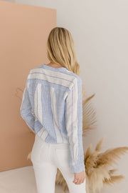 Monique Long Sleeve Stripe Print Tie Front Top