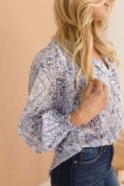 Alyce Long Sleeve Button Down Floral Print Blouse
