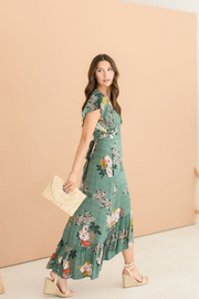 Clarissa Floral Print High Low Wrap Maxi Dress