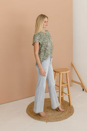 Melanie Short Fluter Sleeve Printed Blouse