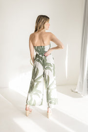 Addy Sleeveless Wide Leg Tropical Print Jumpsuit