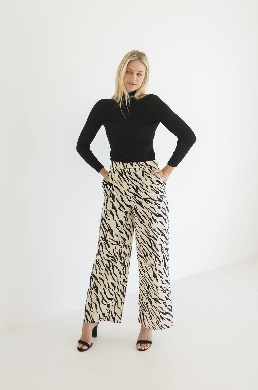 Ariana Zebra Print Wide Leg Pants