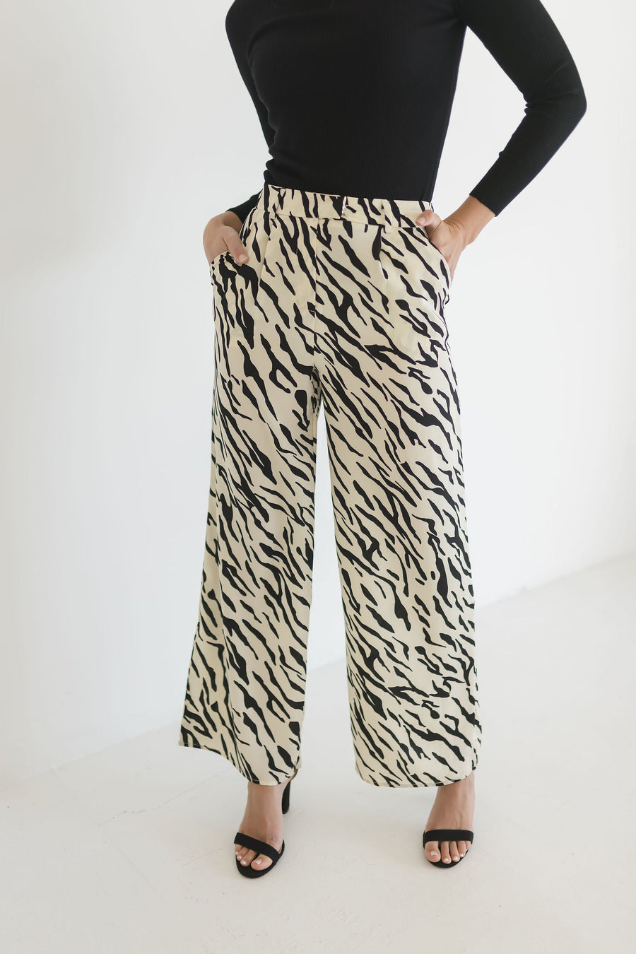 Ariana Zebra Print Wide Leg Pants