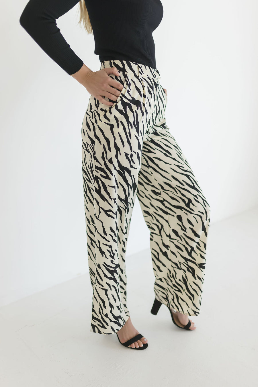 Ariana Zebra Print Wide Leg Pants
