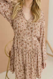 Maisie Long Sleeve Ruffle Floral Print Mini Dress