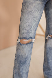 Elliot High Rise Split Straight Leg Jeans