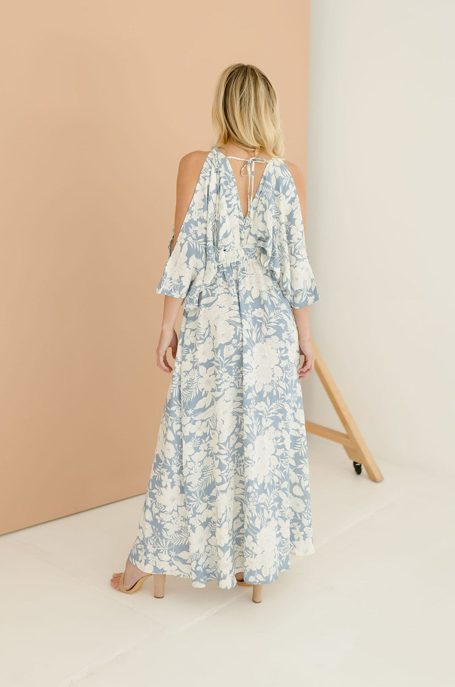 Gabby Kimono Shoulder Tie Maxi Dress