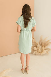 Amy Button Down Waist Tie Mini Shirt Dress