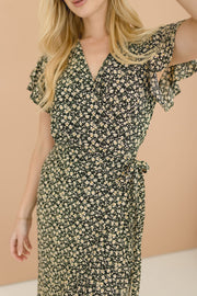 Gia Floral Print Ruffle Hem Wrap Maxi Dress
