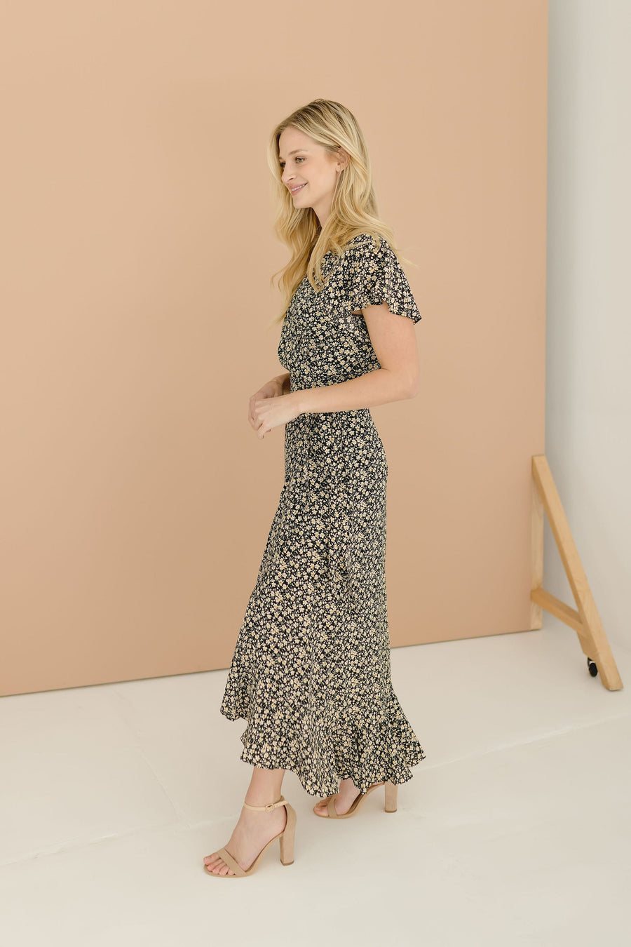 Gia Floral Print Ruffle Hem Wrap Maxi Dress