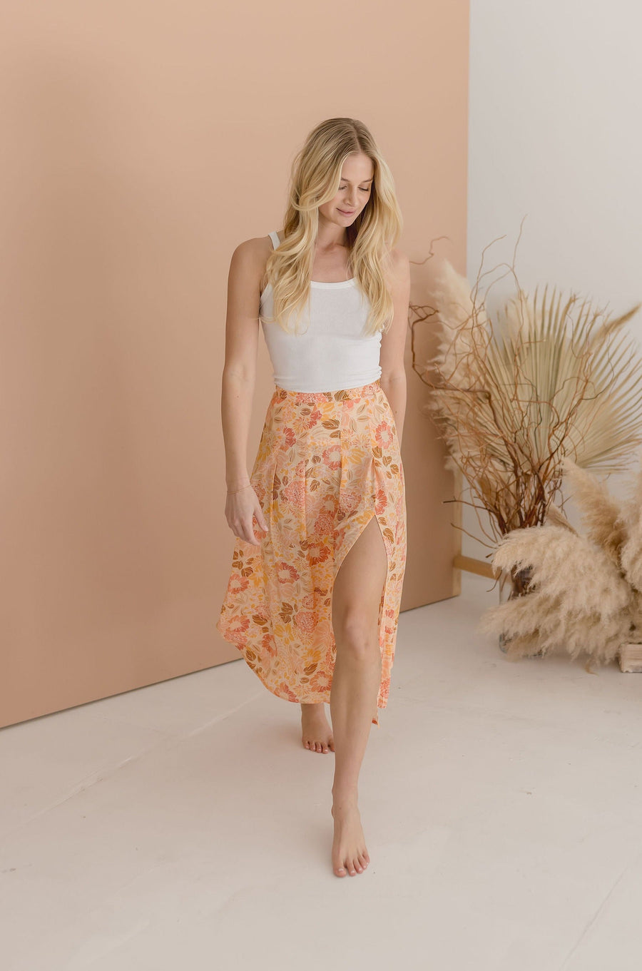 Elena Floral Print Midi Skirt
