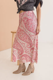 Drew Paisley Print Midi Skirt