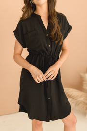 Amy Button Down Waist Tie Mini Shirt Dress