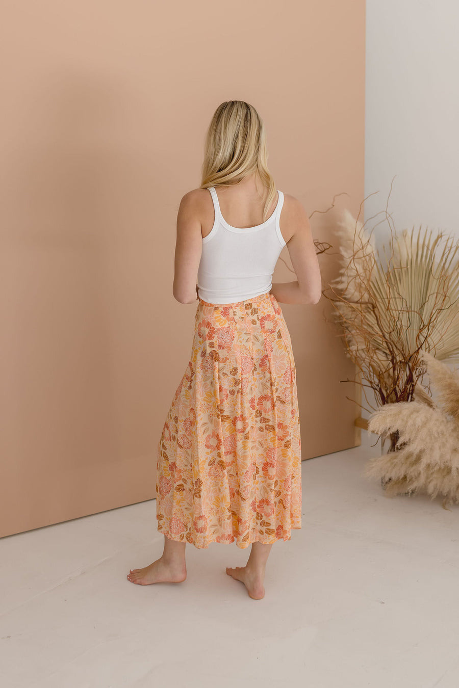 Elena Floral Print Midi Skirt