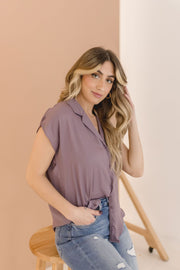 Carrie Short Sleeve Button Down Top