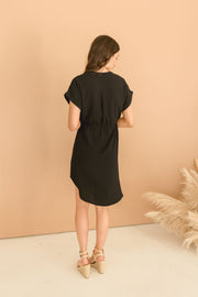 Amy Button Down Waist Tie Mini Shirt Dress