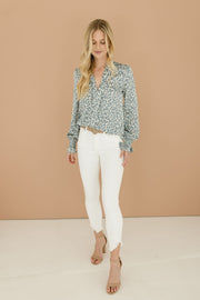 Evelyn Abstract Print Long Sleeve Satin Top