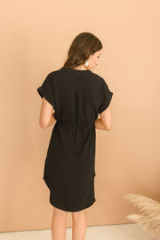 Amy Button Down Waist Tie Mini Shirt Dress