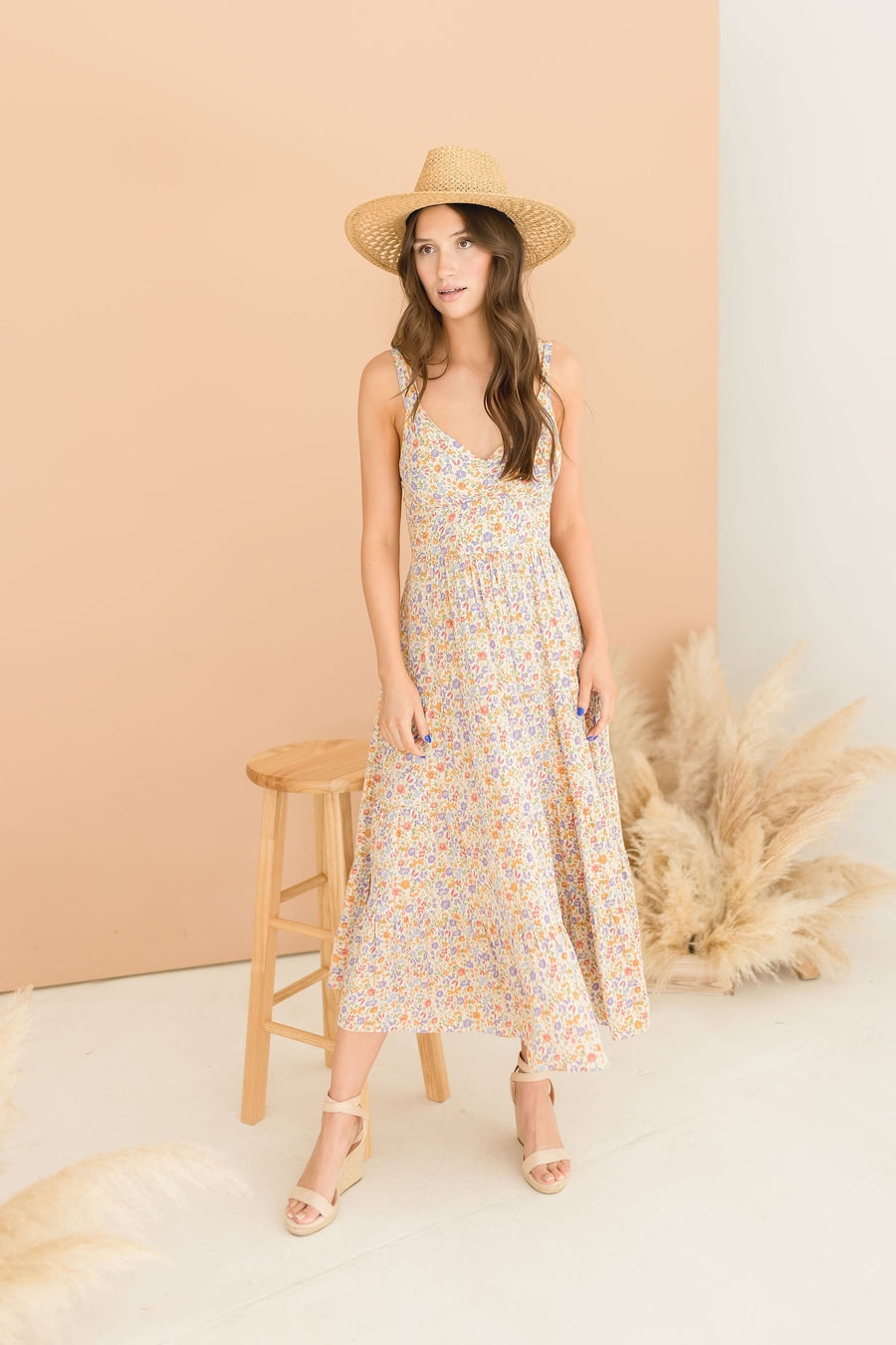 Millie Tie Back Floral Midi Dress