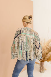 Jana Paisley Print Long Sleeve Button Down Top