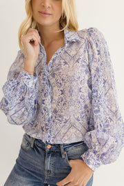 Claire Long Sleeve Button Down Floral Print Blouse