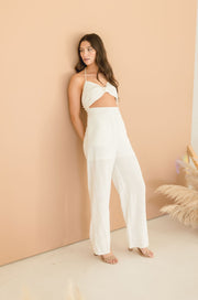 Morgan Halter Front Cut Out Wide Leg Jumpsuit