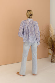 Laura Long Sleeve Pleated Floral Print Blouse