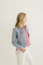 Chantelle Stripe Pattern Classic Denim Jacke