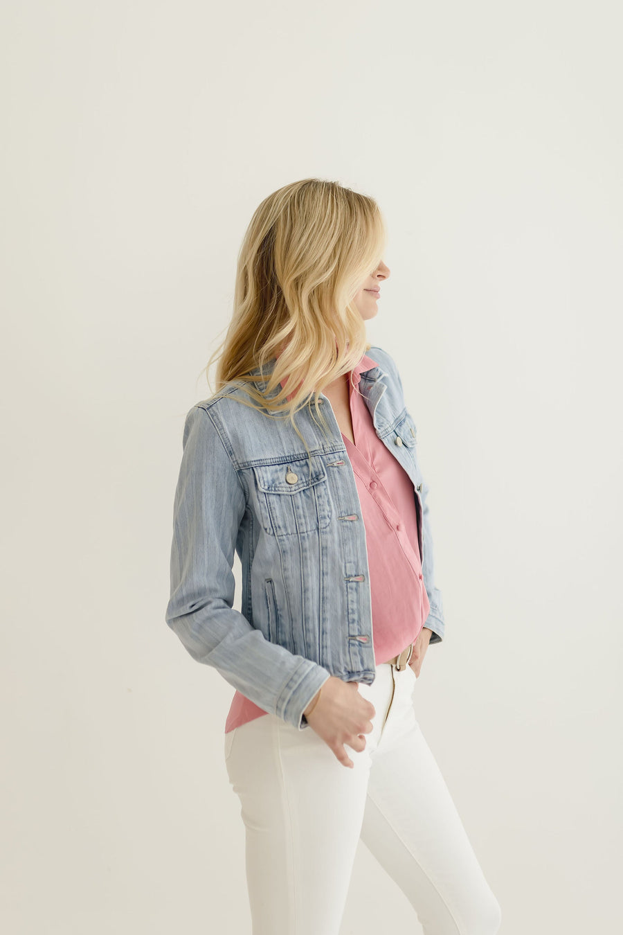 Chantelle Stripe Pattern Classic Denim Jacke
