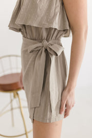 Spencer Strapless Ruffled Wrap Tie Romper