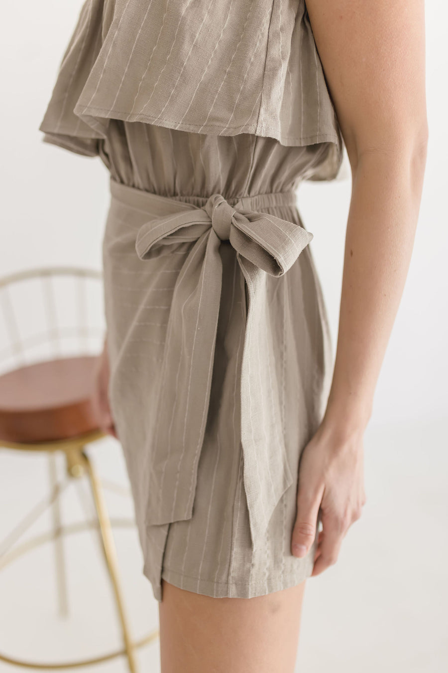 Spencer Strapless Ruffled Wrap Tie Romper