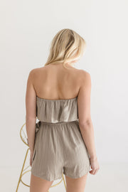 Spencer Strapless Ruffled Wrap Tie Romper