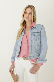 Chantelle Stripe Pattern Classic Denim Jacke