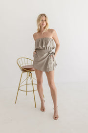 Spencer Strapless Ruffled Wrap Tie Romper