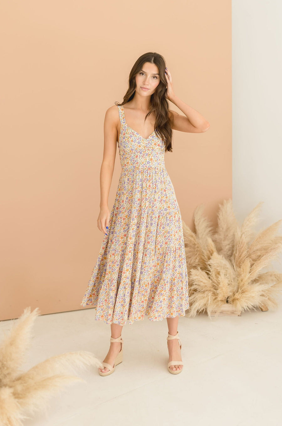 Millie Tie Back Floral Midi Dress