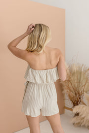 Spencer Strapless Ruffled Wrap Tie Romper