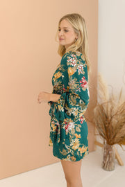 Abigail Long Sleeve Floral Print Wrap Mini Dress