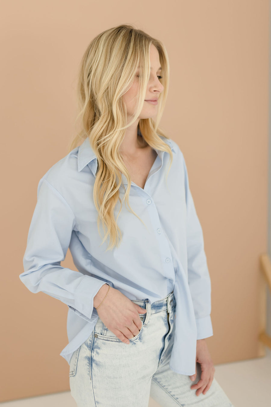 Dylan Long Sleeve Button Down Top