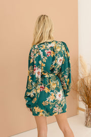 Abigail Long Sleeve Floral Print Wrap Mini Dress