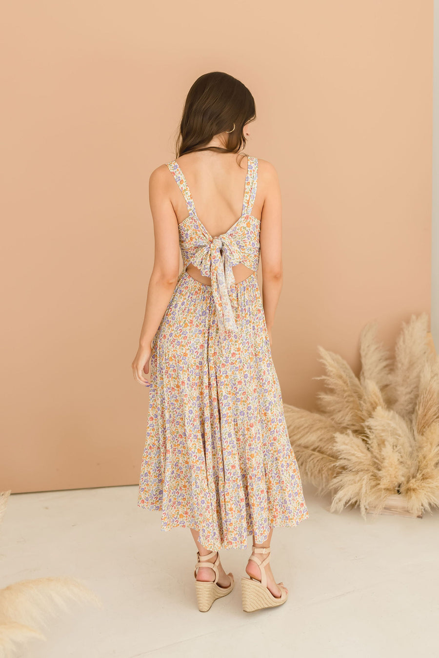 Millie Tie Back Floral Midi Dress
